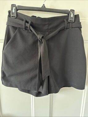 Women’s Black Tie-Belt Shorts